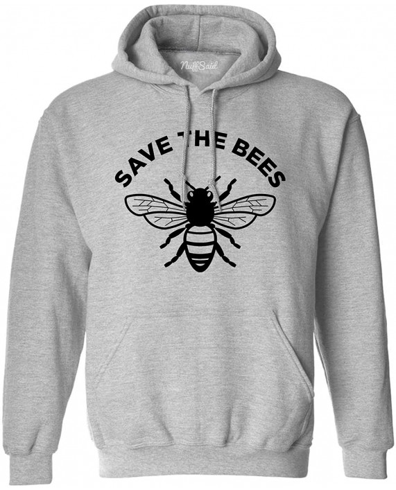 NuffSaid Save The Bees Hooded Sweatshirt - Unisex Honey Bee Environment Hoodie at Men’s Clothing store