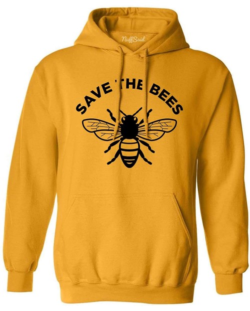 NuffSaid Save The Bees Hooded Sweatshirt - Unisex Honey Bee Environment Hoodie at  Men’s Clothing store