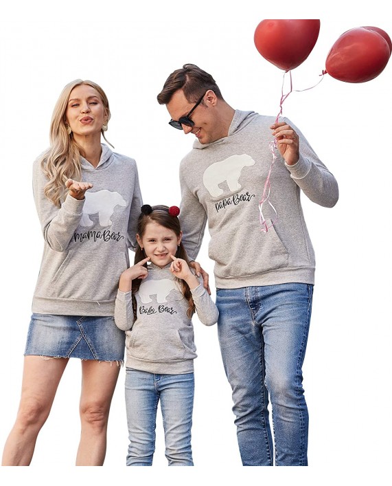 PopReal Family Matching Outfits Bear Valentine's Day Hoodies with Pocket Mommy and Me Outfits