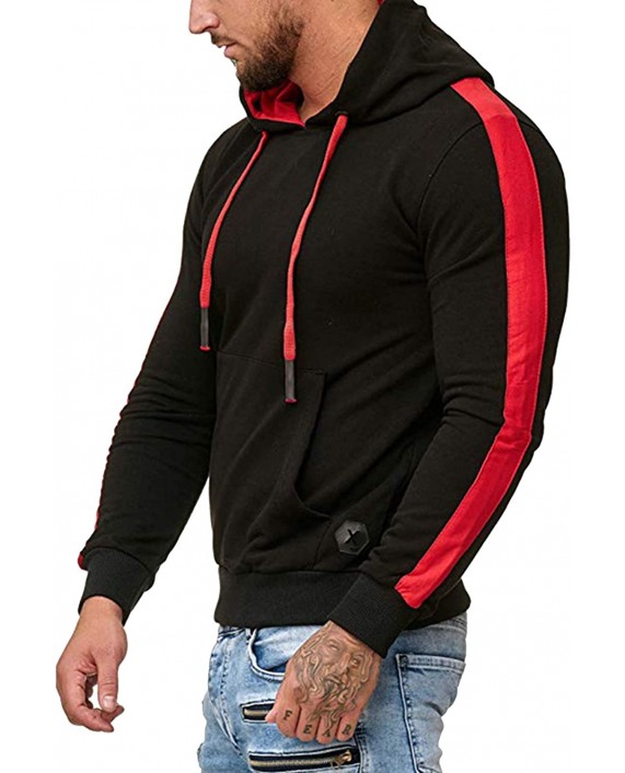 Rela Bota Mens Athletic Hoodie Fashion Hooded Sweatshirt Casual Contrast Fleece Pullover