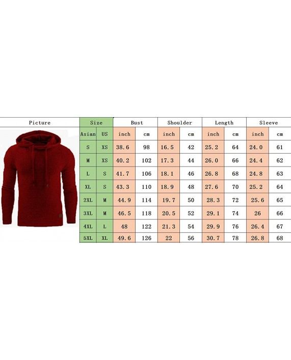 Sexyshine Men's Autumn Winter Casual Long Sleeve Funnel Neck Plaid Jacquard Pullover Hooded Top Sweatshirt Hoodies at Men’s Clothing store