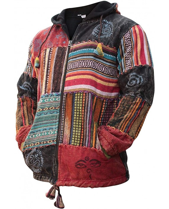 Shopoholic Fashion Unisex Patchwork Festival Hippie Hoodie Jacket at Men’s Clothing store