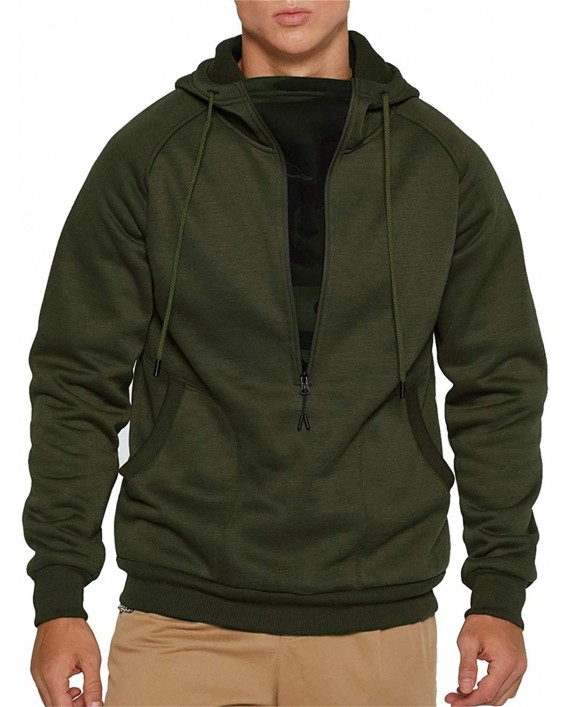 TAKIYA Men's 1 2 Zipper Hooded Pullover Long Sleeve Sweatshirts Big & Tall Solid Hoodie with Pockets