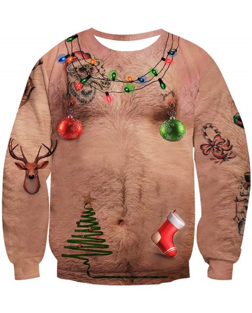 uideazone Men Women Funny Ugly Christmas Sweatshirts 3D Digital Printed Graphic Long Sleeve Pullover Shirts