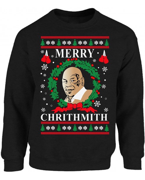 Vizor Merry Chrithmith Christmas Sweatshirt Mike Tyson Ugly Christmas Sweater at  Men’s Clothing store